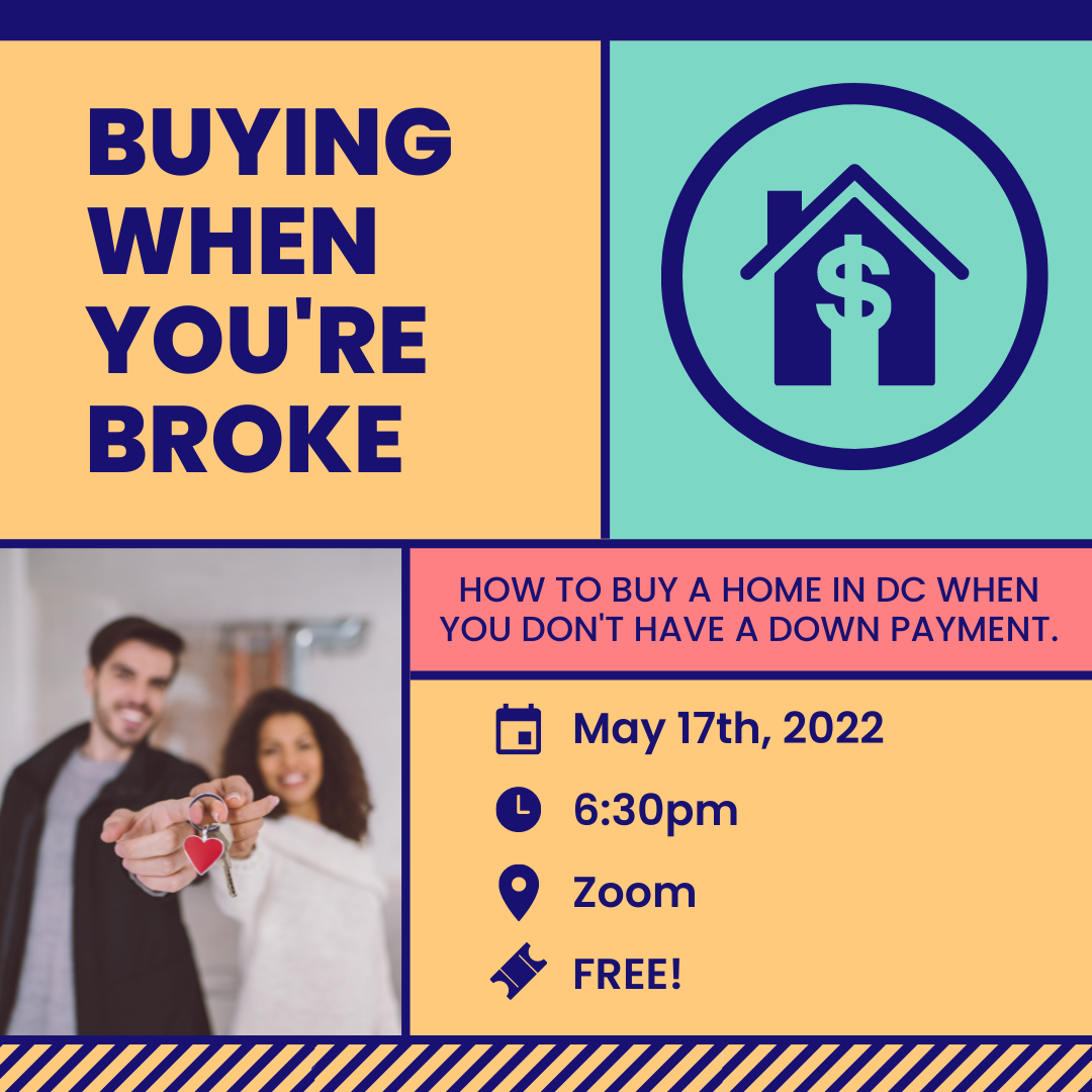 graphic promoting webinar titled "Buying When You're Broke"